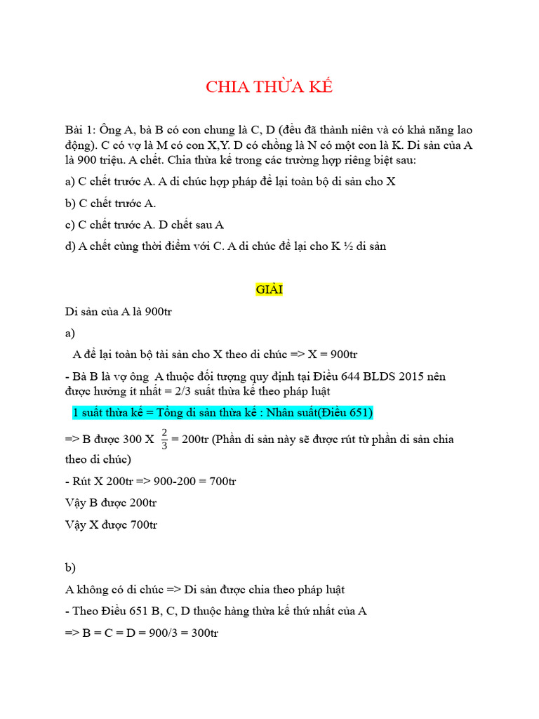 CHIA THỪA KẾ | PDF