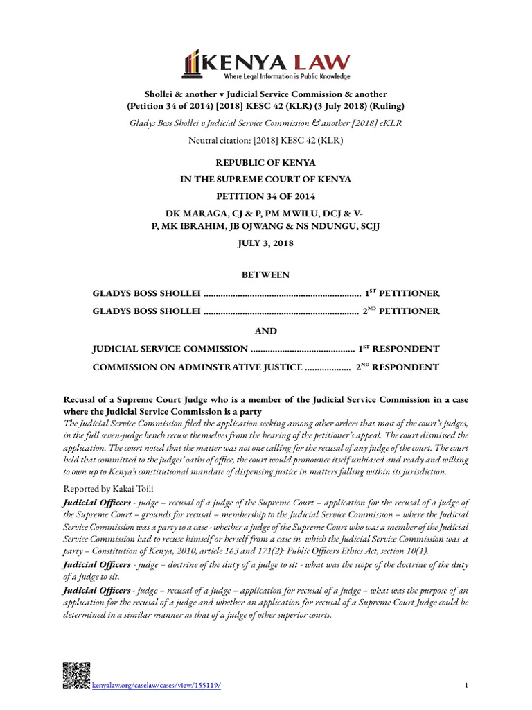 Shollei v Judicial Service Commission Ruling | PDF | Judicial ...