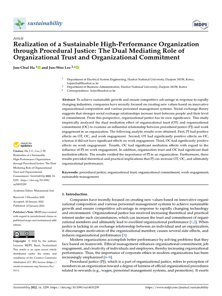 Procedural Justice and Organizational Trust | PDF | Job Satisfaction ...