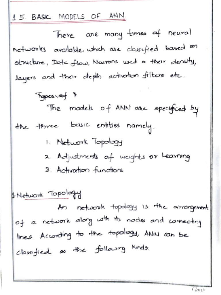 Basic Models of ANN | PDF | Statistical Classification | Electronic ...