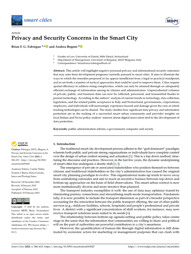 Smartcities 06 00027 | PDF | Privacy | Surveillance