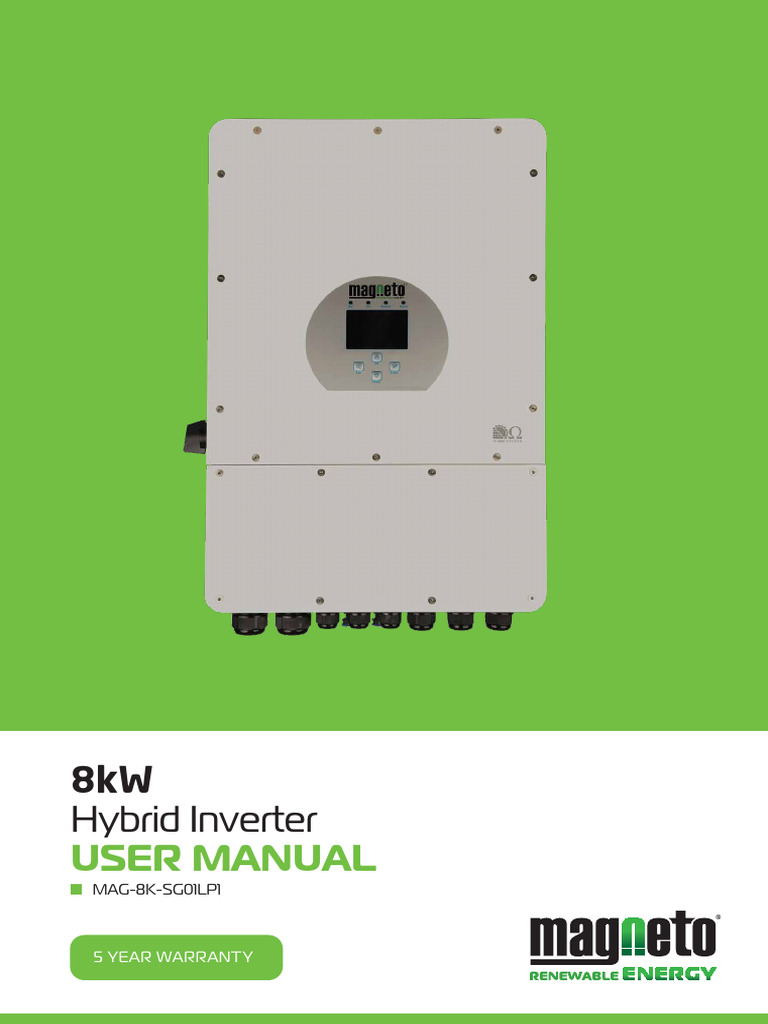 8kW Hybrid Inverter User Manual | PDF | Solar Panel | Power Inverter