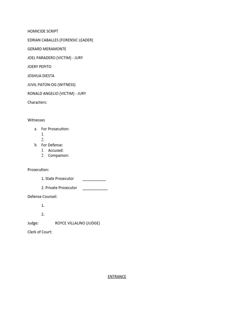 Presenting Homicide Evidence in Court | PDF | Prosecutor | Judge