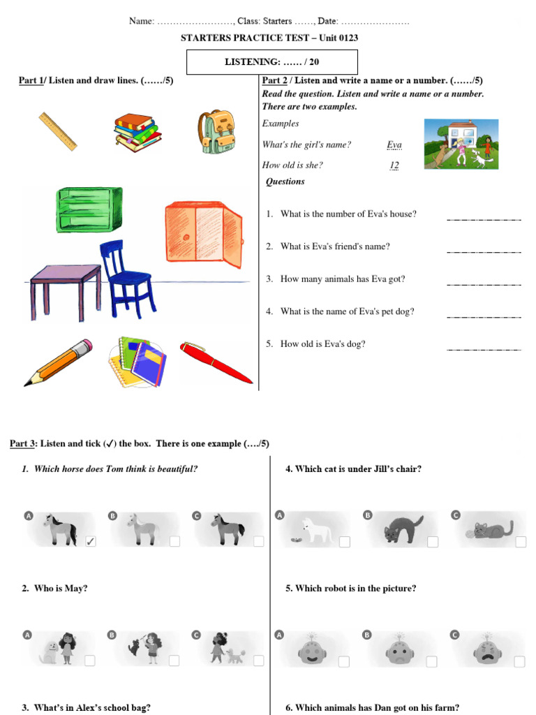 U 0123 - Full Cambridge Starters Test | PDF | Zoology | Ethnobiology