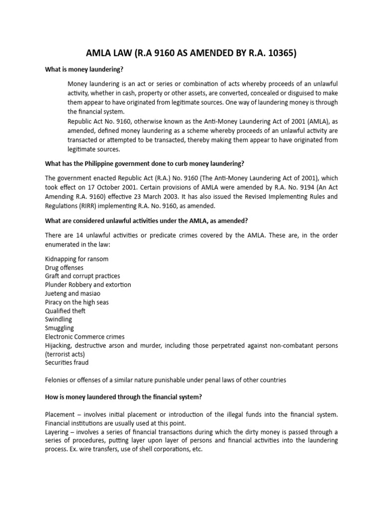 Amla Law | PDF | Money Laundering | Crimes