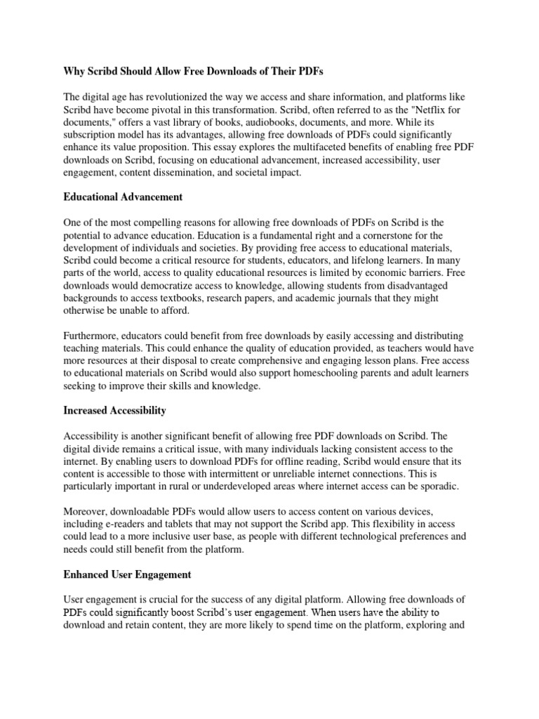 Why Scribd Should Allow Free Downloads of Their PDFs | PDF | Scribd ...