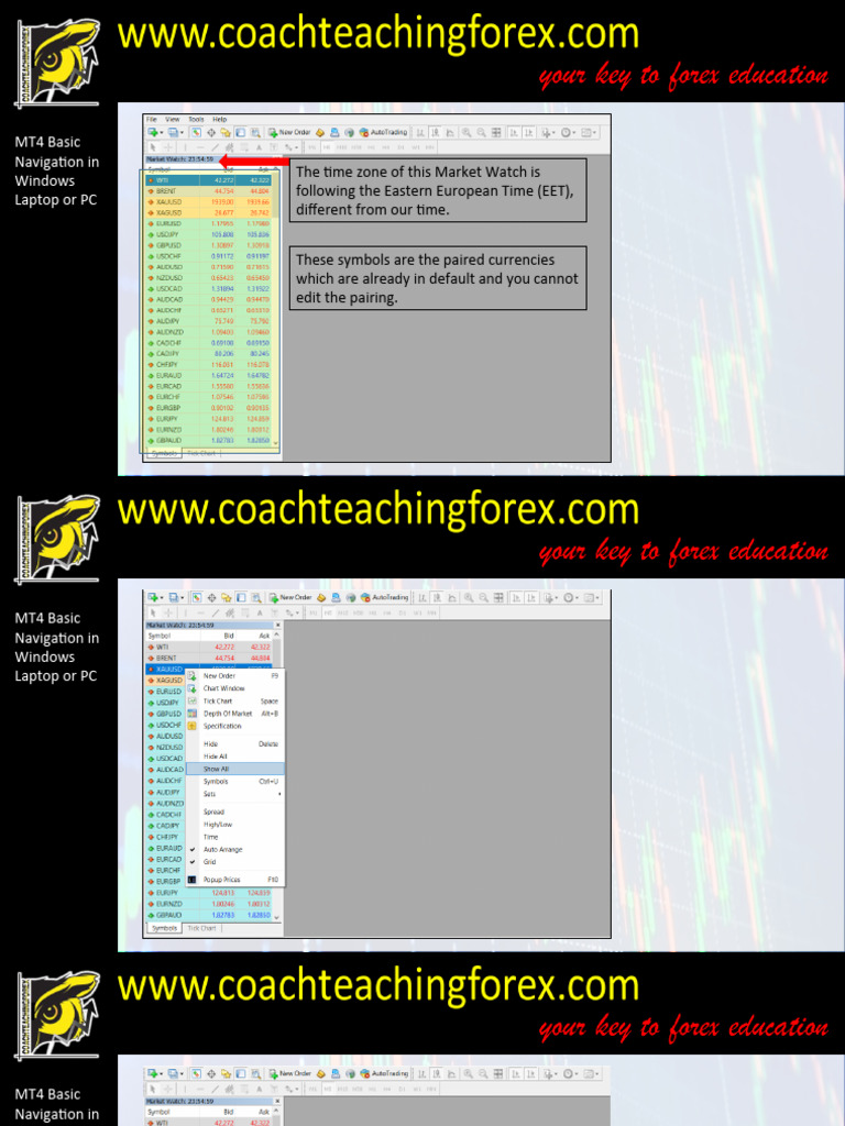 MT4 Basic Navigation Guide for Windows | PDF | Finance & Money ...