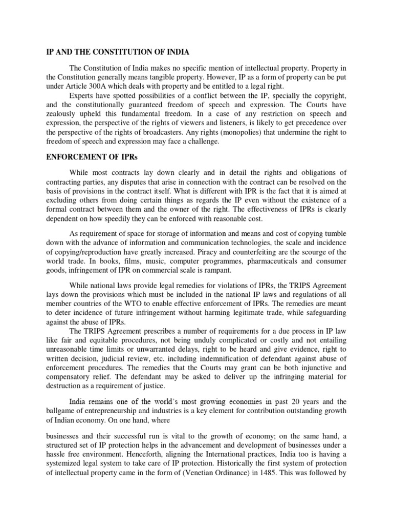 Intellectual Property Rights in India | PDF | Intellectual Property ...