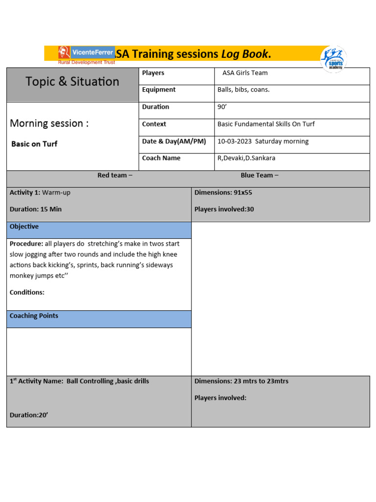 Field hockey Session plan | Download Free PDF | Sports