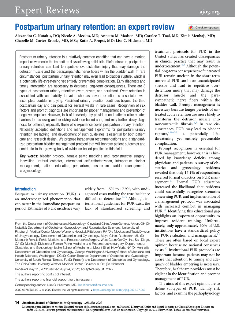 Postpartum AUR AJOG | Download Free PDF | Obstetrics And Gynaecology ...