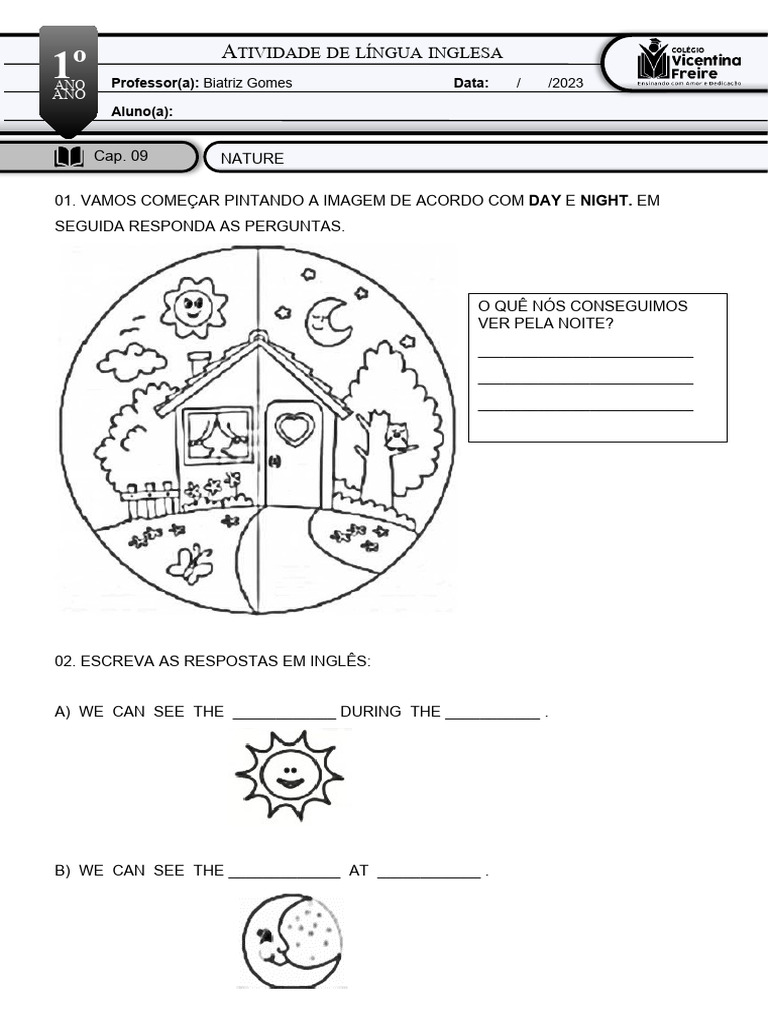 Atividades de Inglês para 1º Ano | PDF