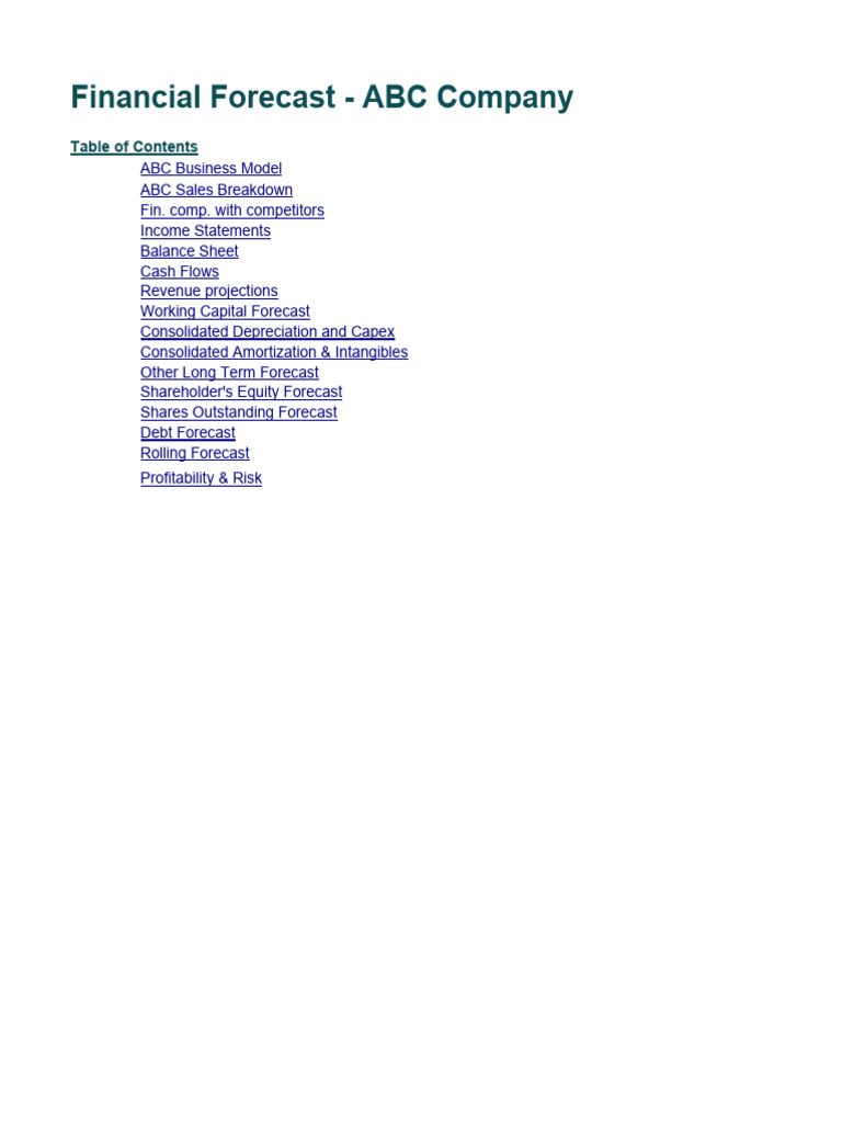Financial Forecast - ABC Company (With Formulas and Solutions) | PDF ...