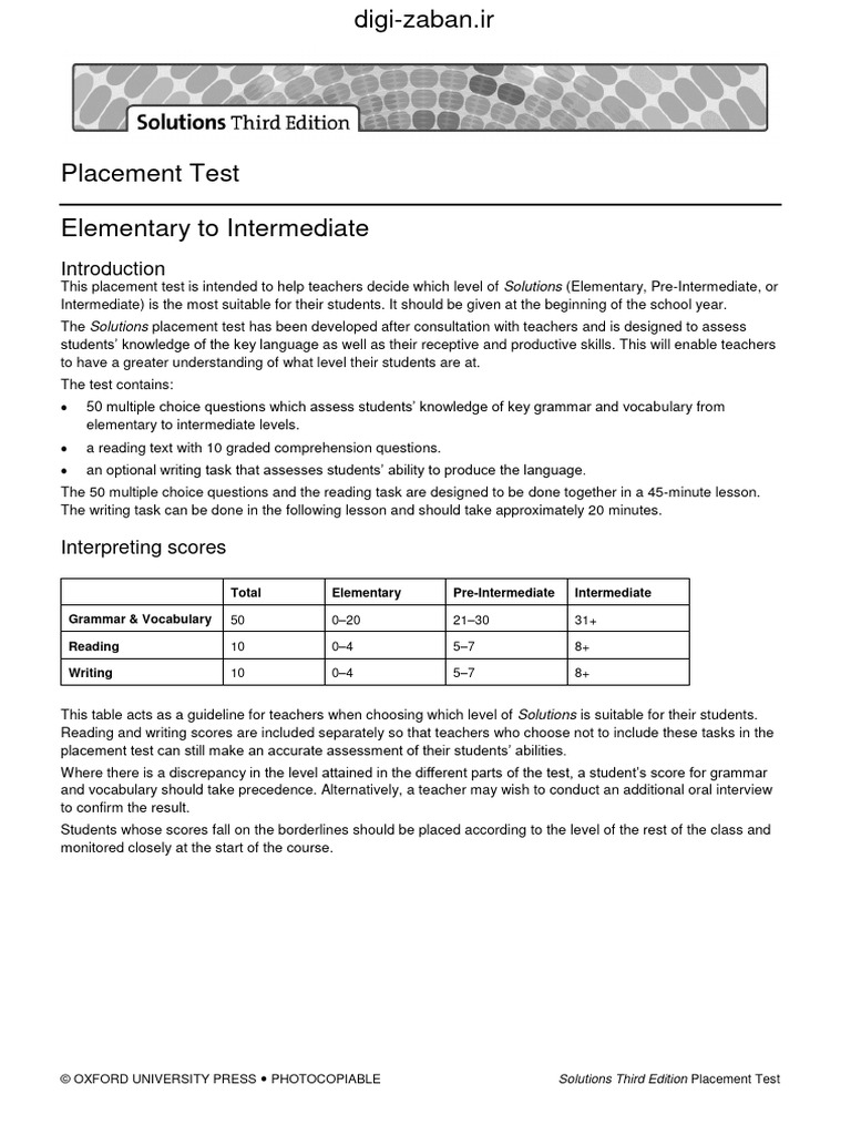 Sol3e placement test digi zaban ir pdf reading comprehension