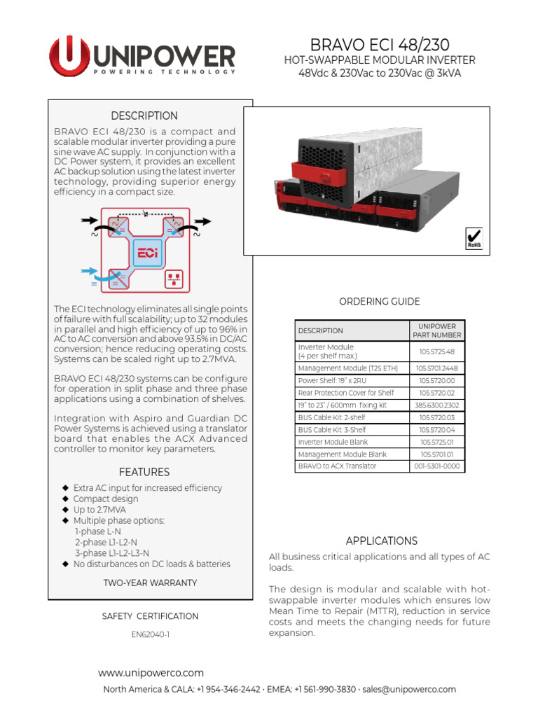 Bravo ECI 48/230 Modular Inverter | PDF | Power Inverter | Alternating ...