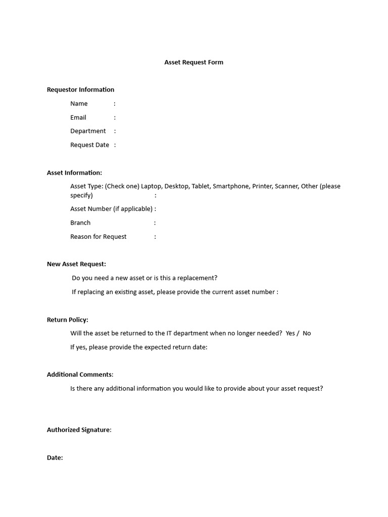 IT Asset Request Form | PDF