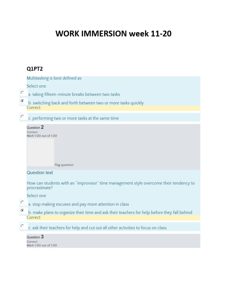 Work Immersion: Study Skills & Time Management | PDF | Employment | Job ...