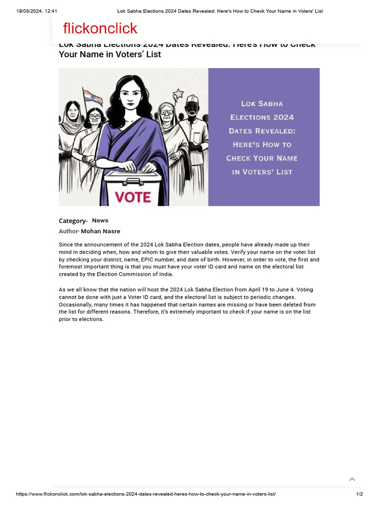Lok Sabha Elections 2024 Dates Revealed Here's How To Check Your Name