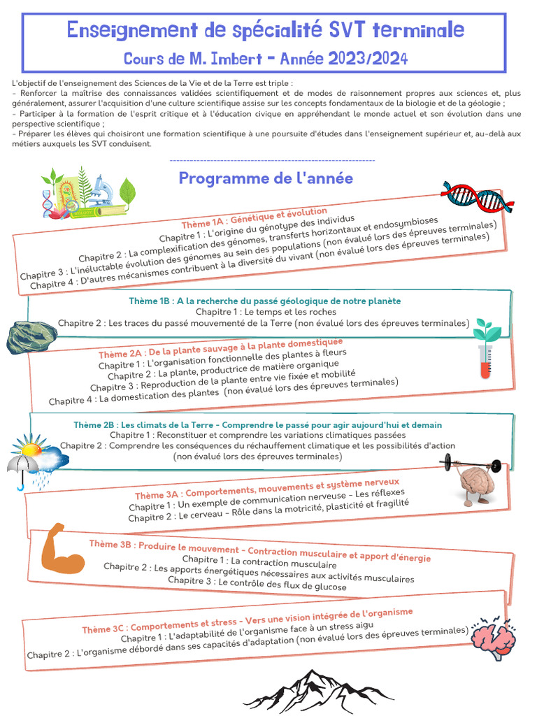 Cours SVT Terminale : Thèmes et Chapitres | PDF | Biologie