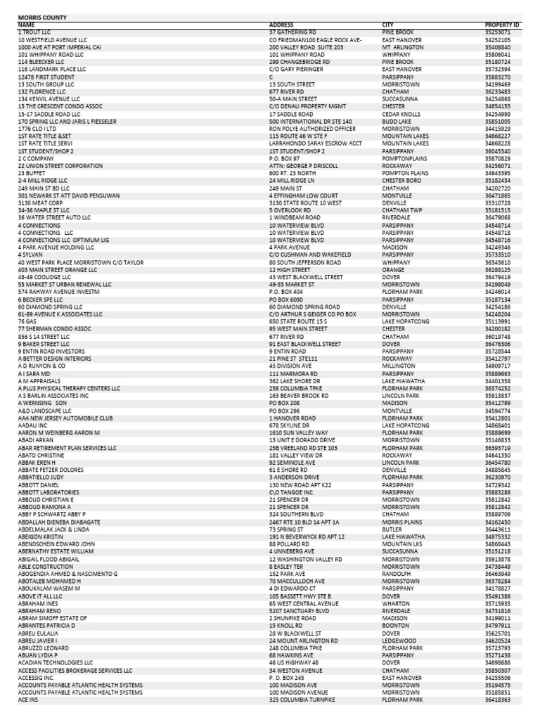 Morris | PDF | Morris County | Companies Of The United States