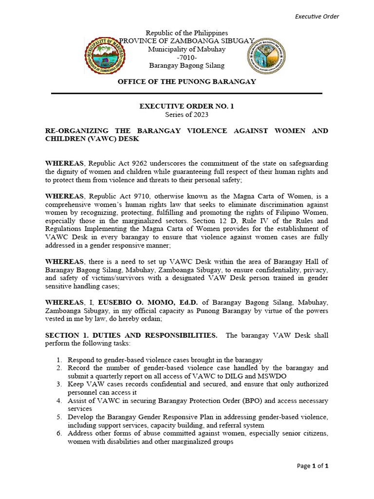 1 Eo Vawc 2023 | PDF | Government And Personhood | Government