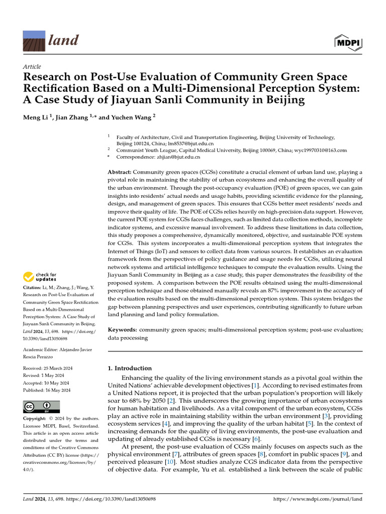 Research On Post-Use Evaluation of Community Green | PDF | System ...