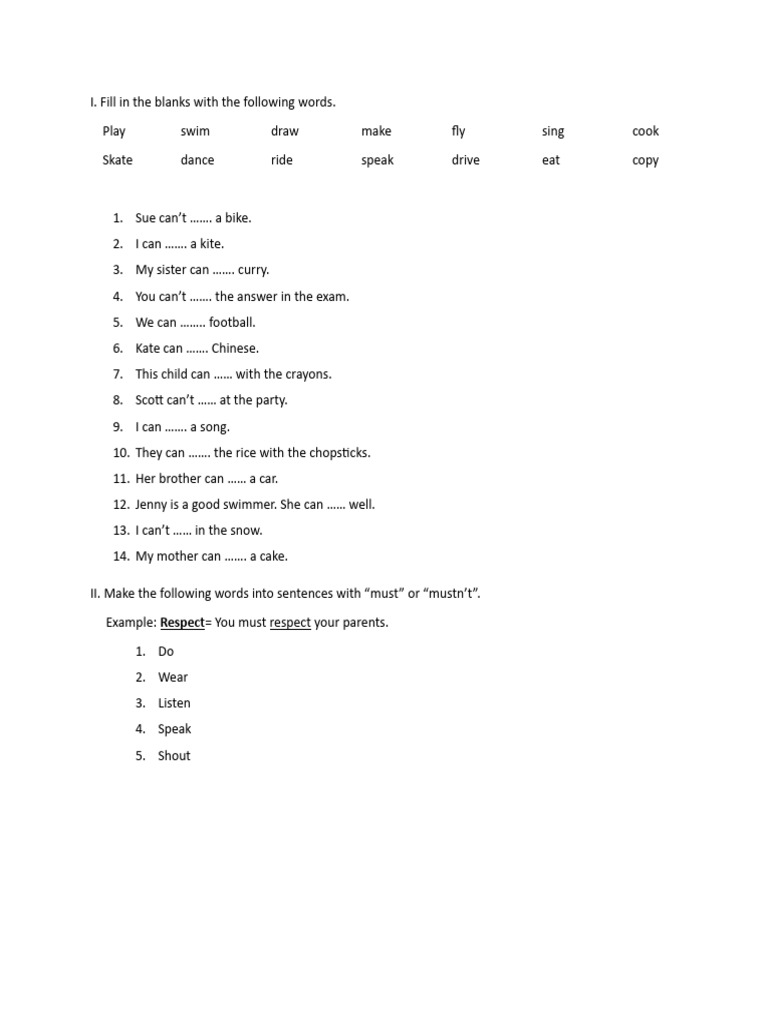 Fill-in-the-Blank Language Exercises | PDF | Language Arts & Discipline ...