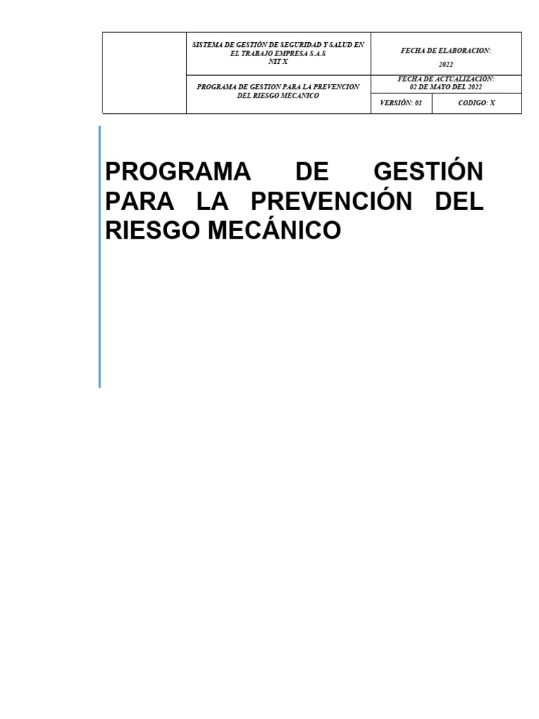 Programa De Riesgo Mecanico Pdf 