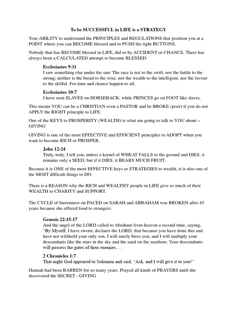To Be Successful in LIFE Is A STRATEGY | PDF | Old Testament Books ...