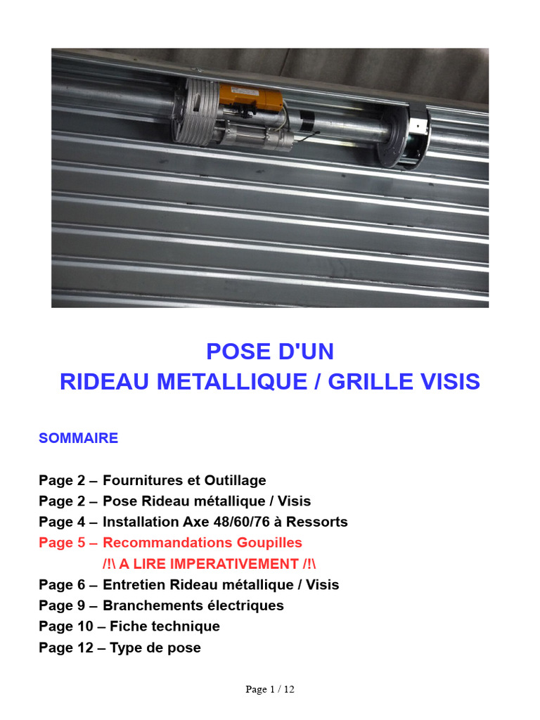 Installation Rideau Métallique 2021 | PDF