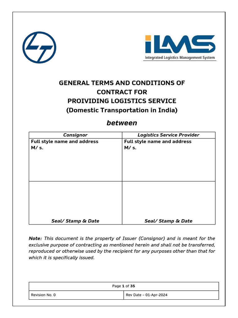 L&amp;T GTC Road - 01apr2024 - R0 - FOR ILMS | PDF | Logistics 