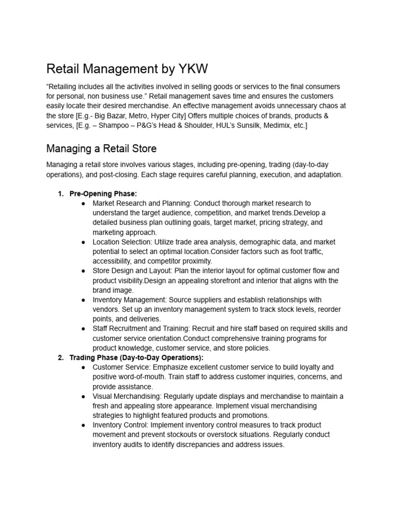 Comprehensive Guide to Retail Management | PDF | Retail | Pricing