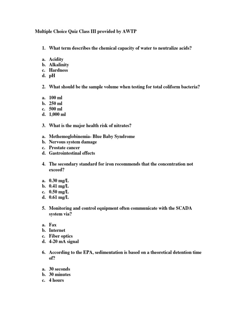 Water treatment study test pdf water purification water