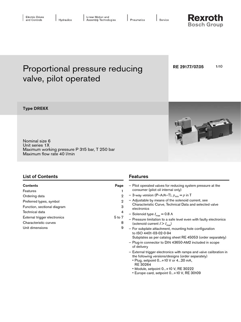 DRE6X Proportional Pressure Reducing Valve PDF Valve Electrical 