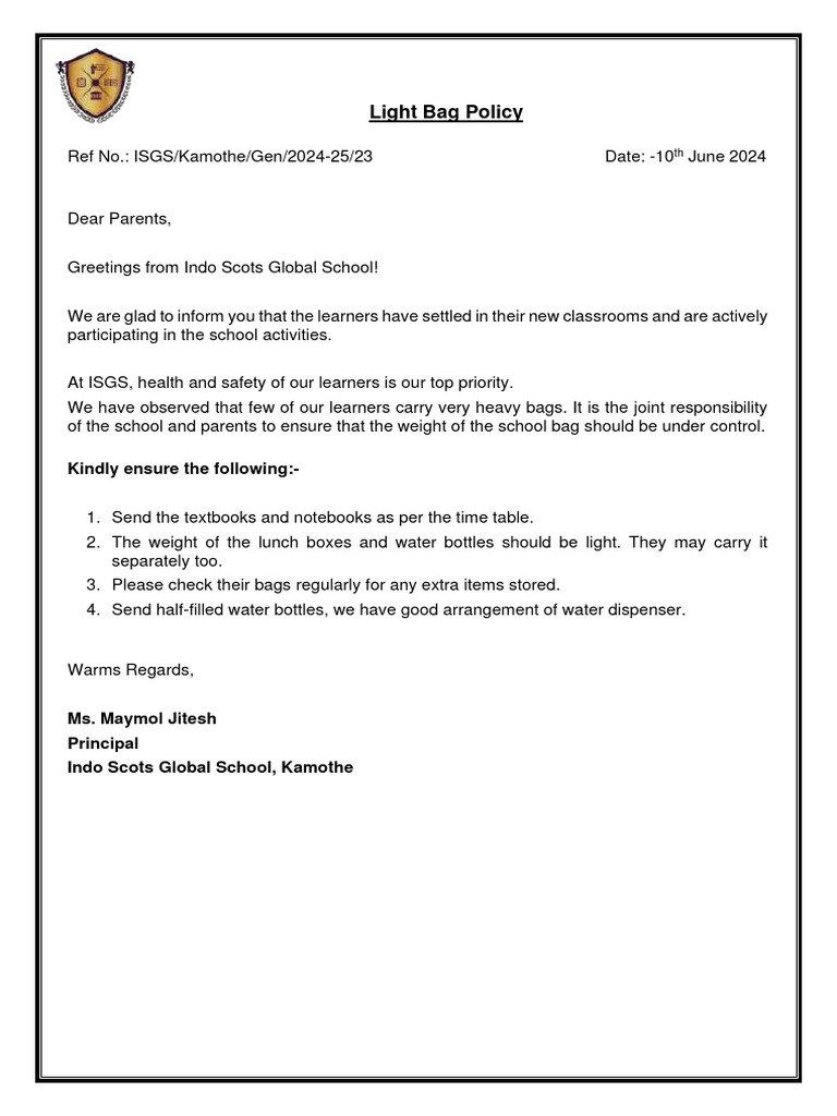 Light bag policy ay 2024 25 pdf