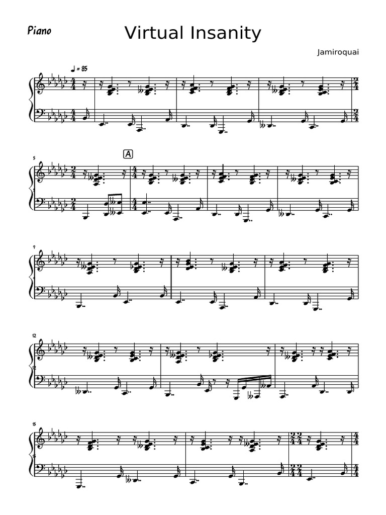 Virtual Insanity: Piano | PDF