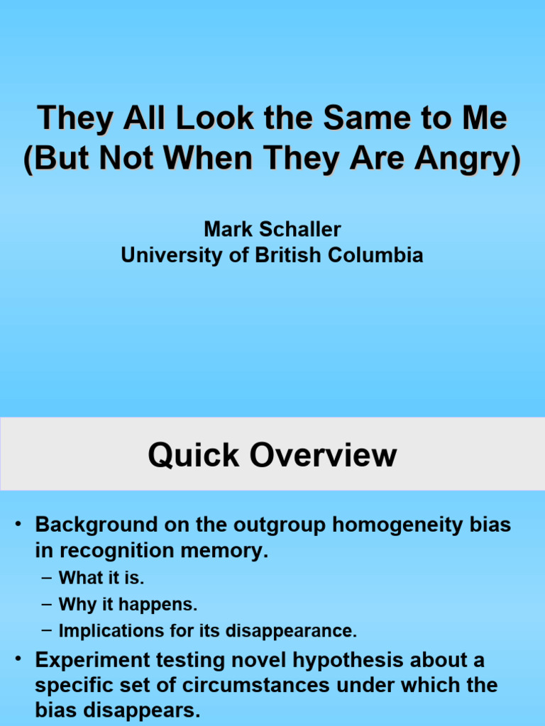 Outgroup Homogeneity Bias Explained | PDF | Accuracy And Precision | Memory