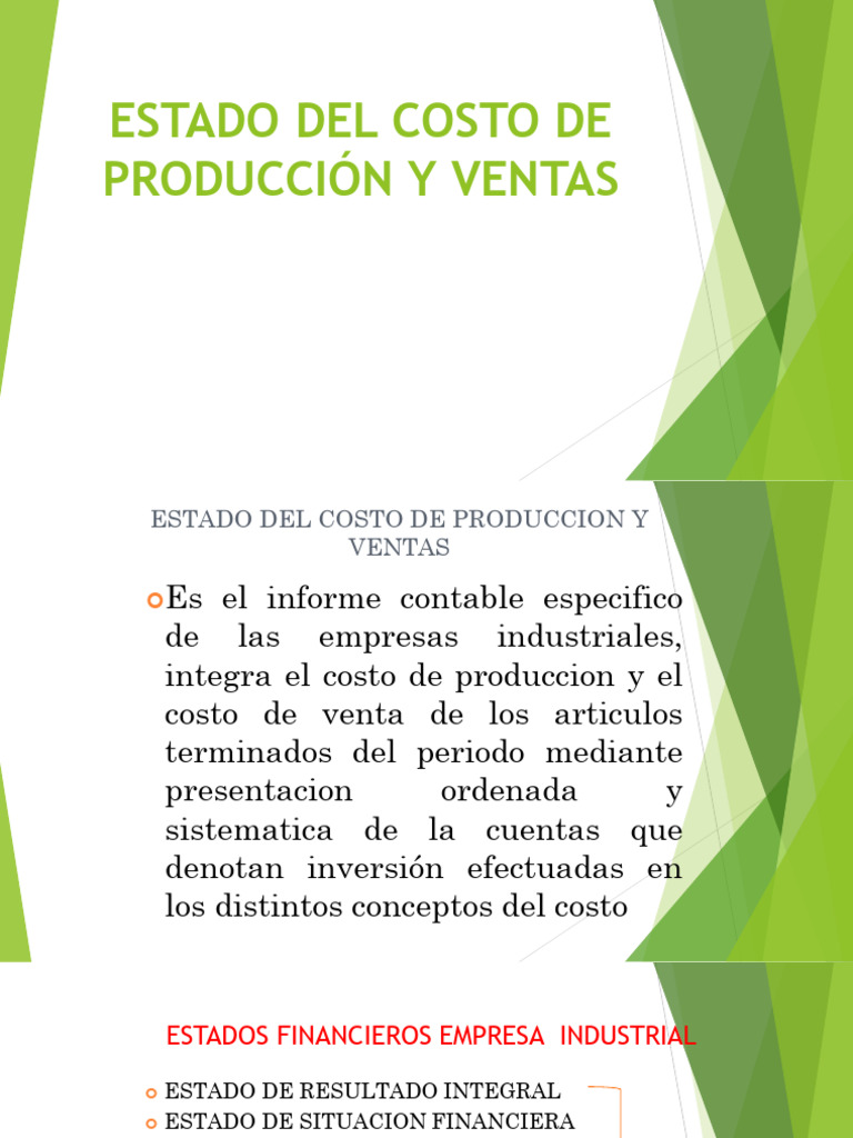 Estado Del Costo de Producción y Ventas | PDF | Economias | Business