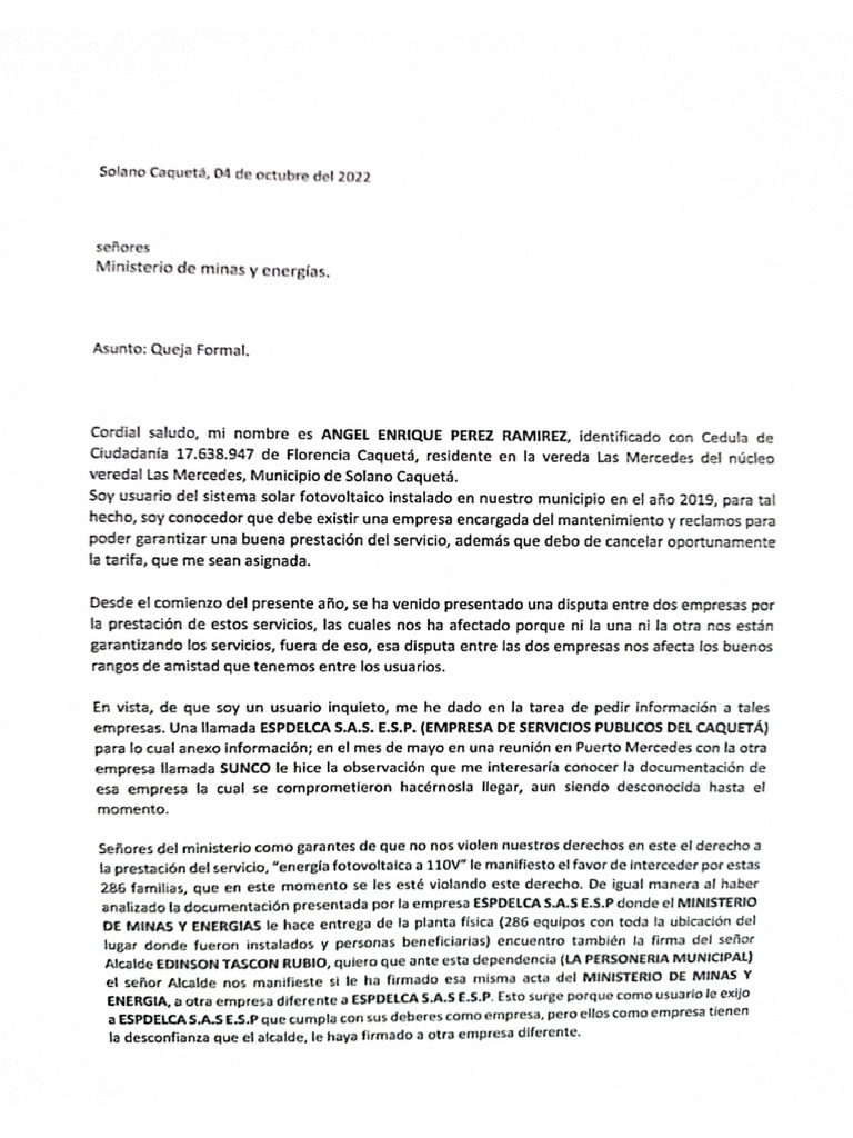 Queja Formal | PDF