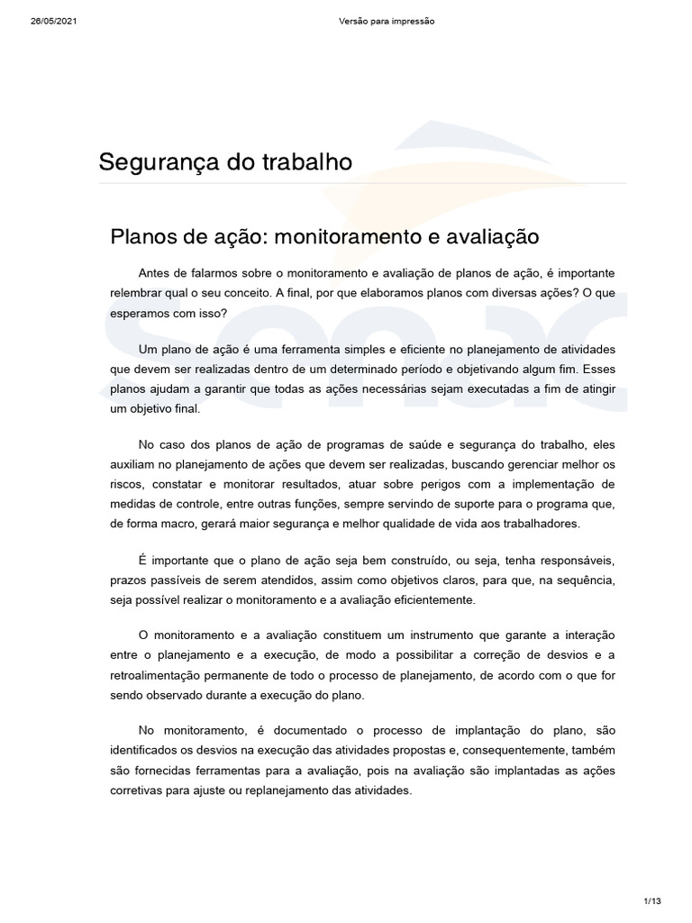 Monitoramento e Avaliação de Planos de Ação | PDF | Planejamento