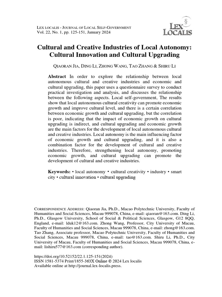 Cultural and Creative Industries of Local Autonomy | PDF | Innovation ...