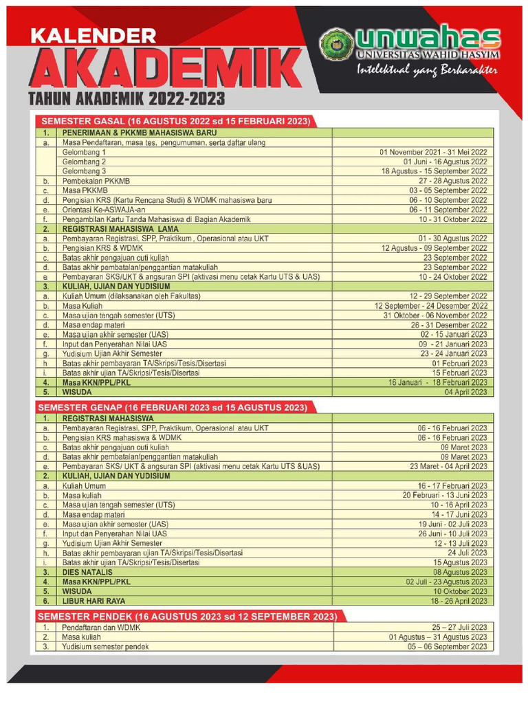 Kalender Akademik Tahun 2022 2023 Pdf