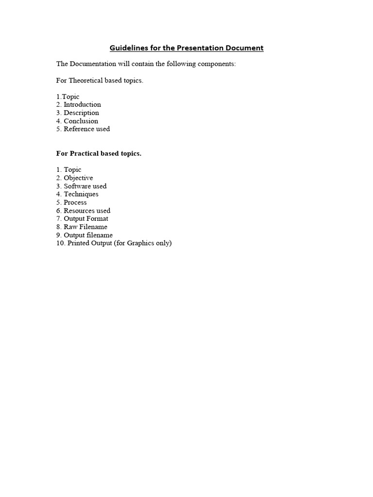 Guidelines For The Presentation Document | PDF | Computers