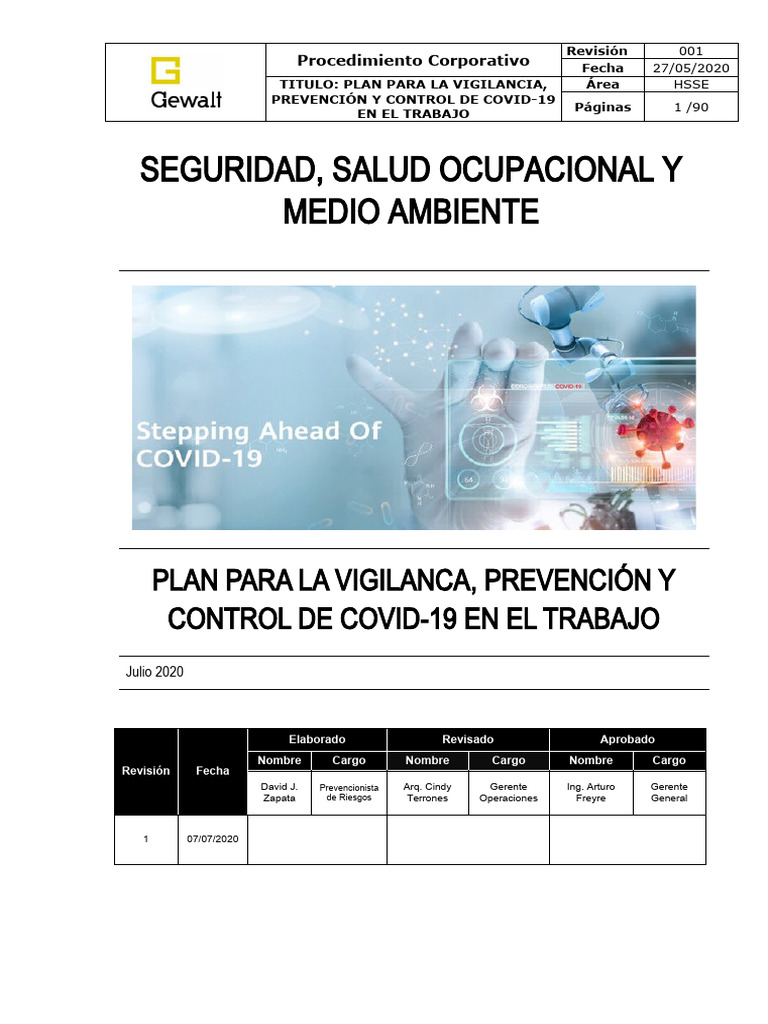 Plan para La Vigilancia, Prevención y Control de Covid-19 en El Trabajo ...