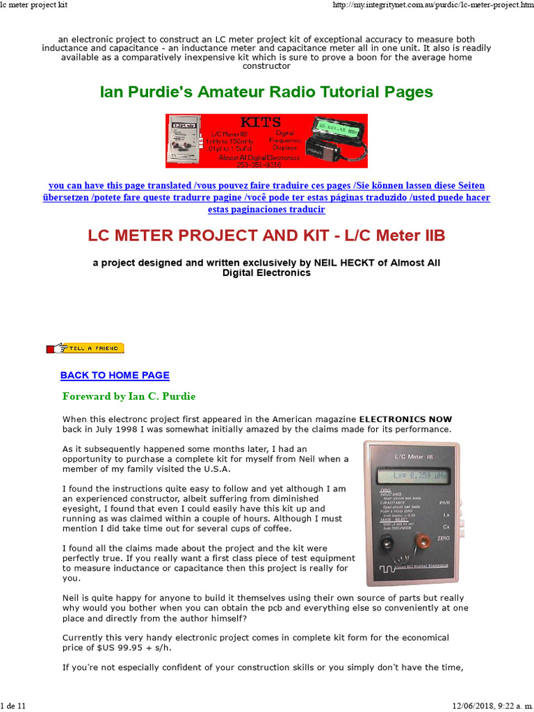 Accurate DIY LC Meter Project Kit | PDF | Capacitor | Inductor