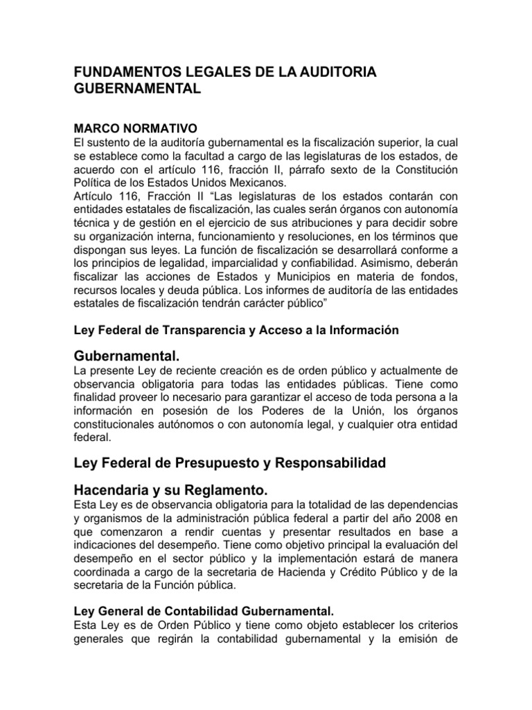 Fundamentos de la Auditoría Gubernamental | PDF | Auditoría ...