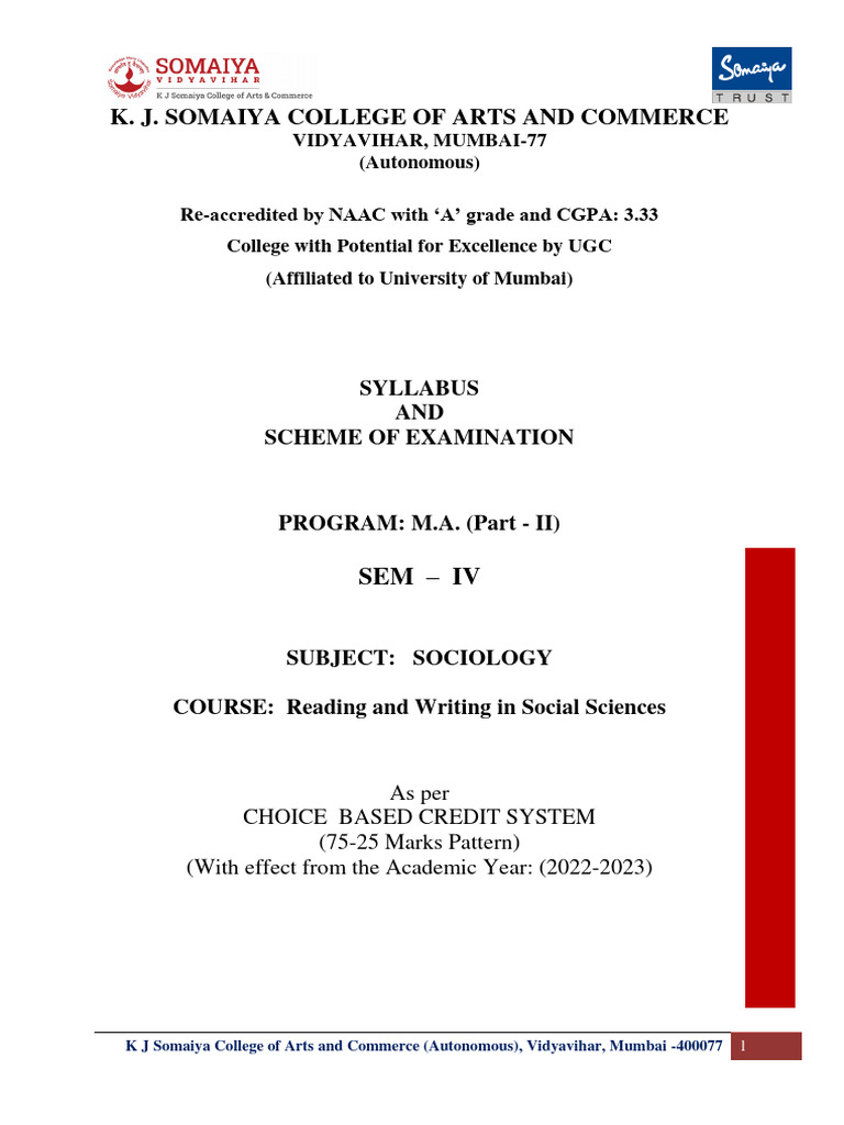 MA SEM+IV Reading Writing Social+Sciences | PDF | Sociology | Social ...