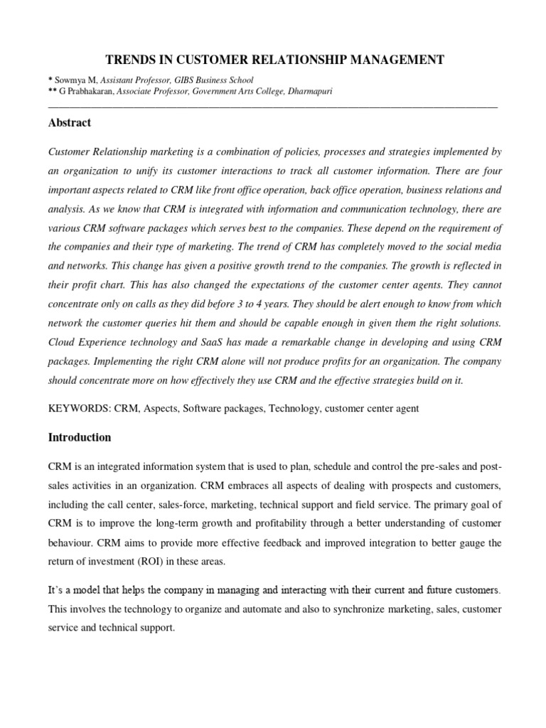 Evolving Trends in Customer Relationship Management | PDF | Customer ...
