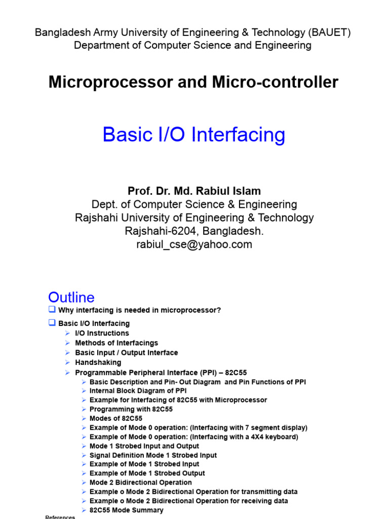Basic I/O Interfacing with 82C55 | PDF | Input/Output | Computer ...
