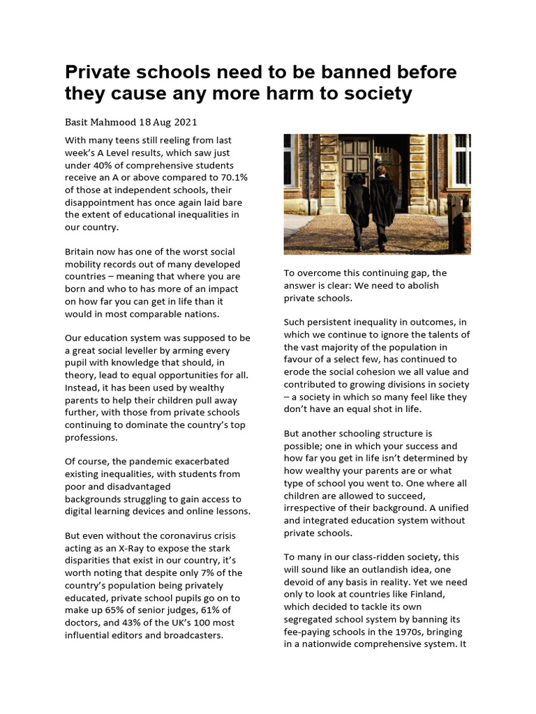 4, Private Schools Need To Be Banned Before They Cause Any More Harm To