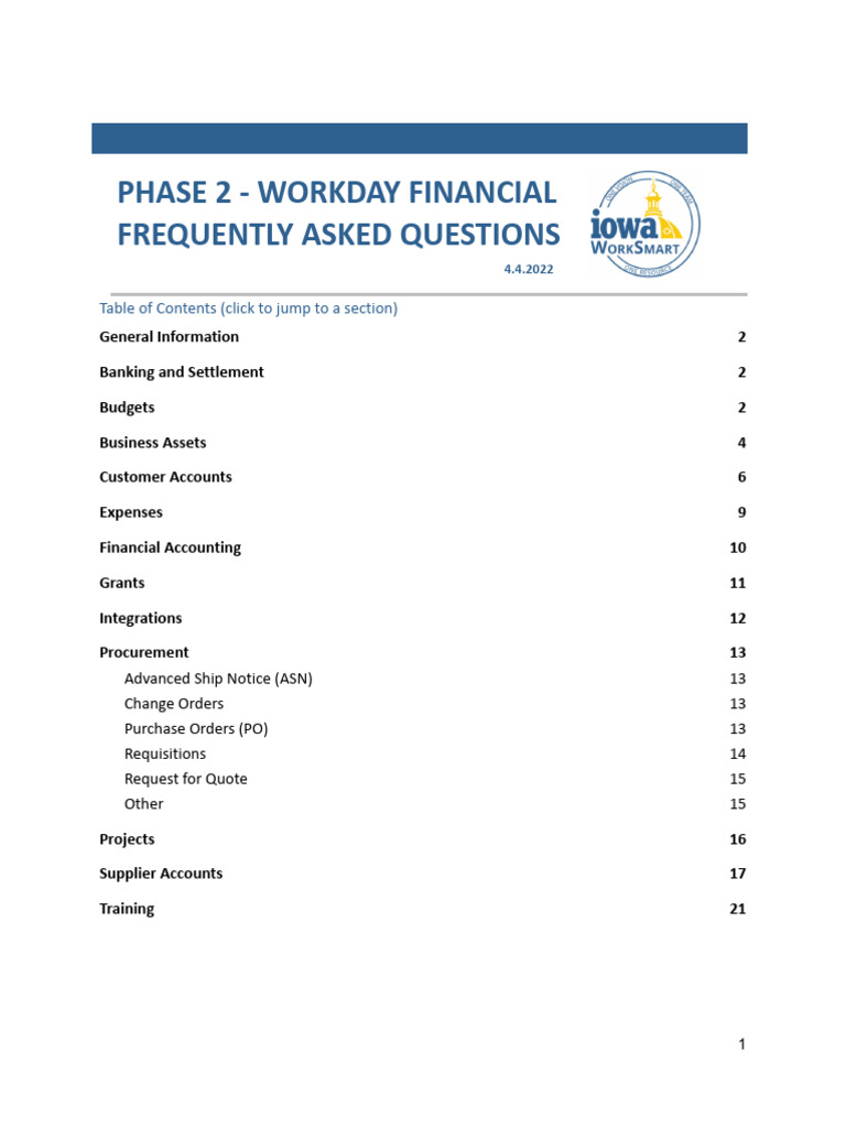 Workday Financial FAQs Overview | PDF | Accounts Payable | Depreciation